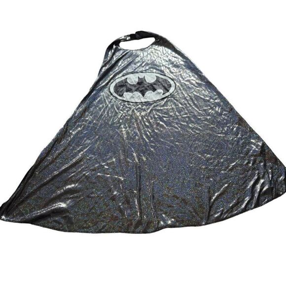 Six Flags BATMAN Cape Costume Cosplay Unisex DC SUPERHERO Silver iridescent - Picture 2 of 3
